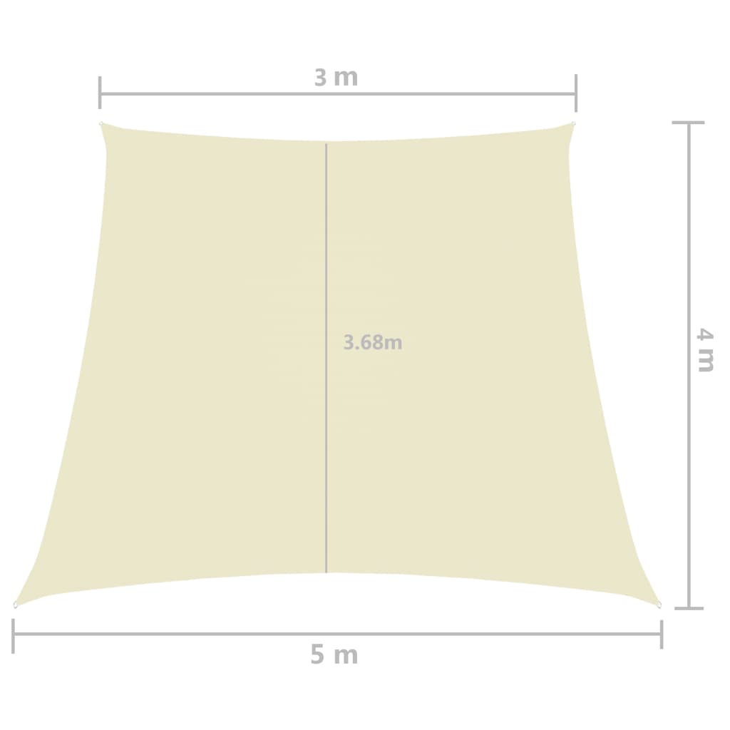 Vela parasol tela Oxford trapecio 3/5x4 m Crema