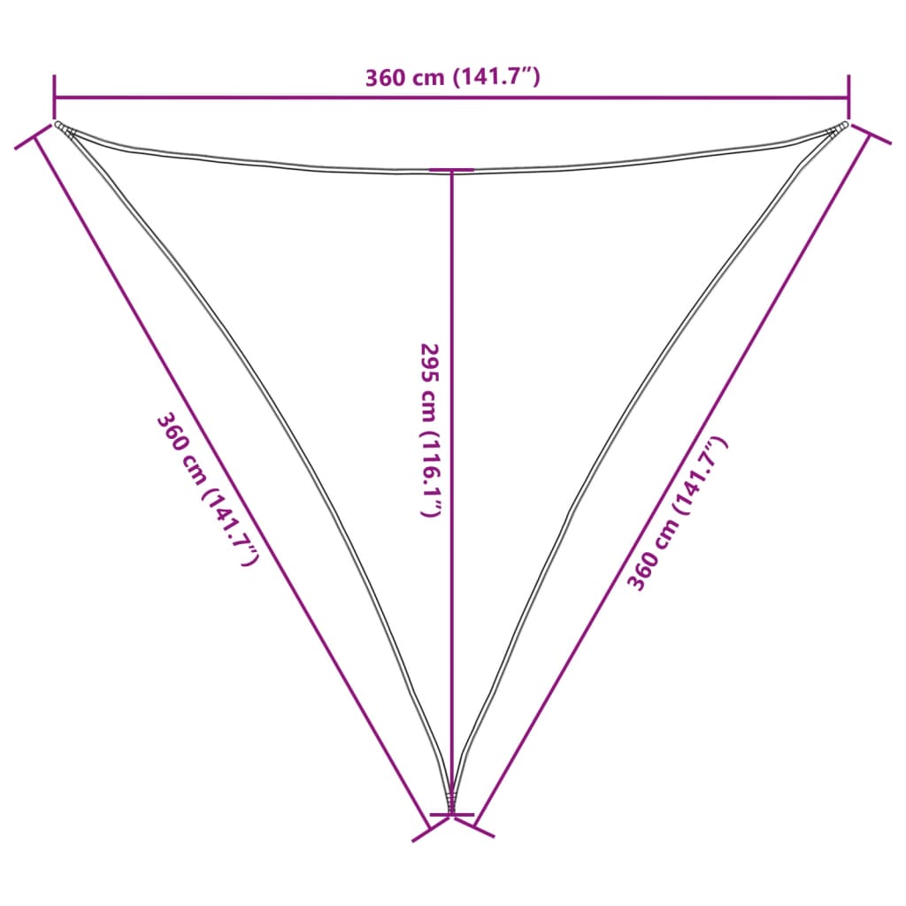 Vela parasol triangular tela oxford 3,6x3,6x3,6 m blanco