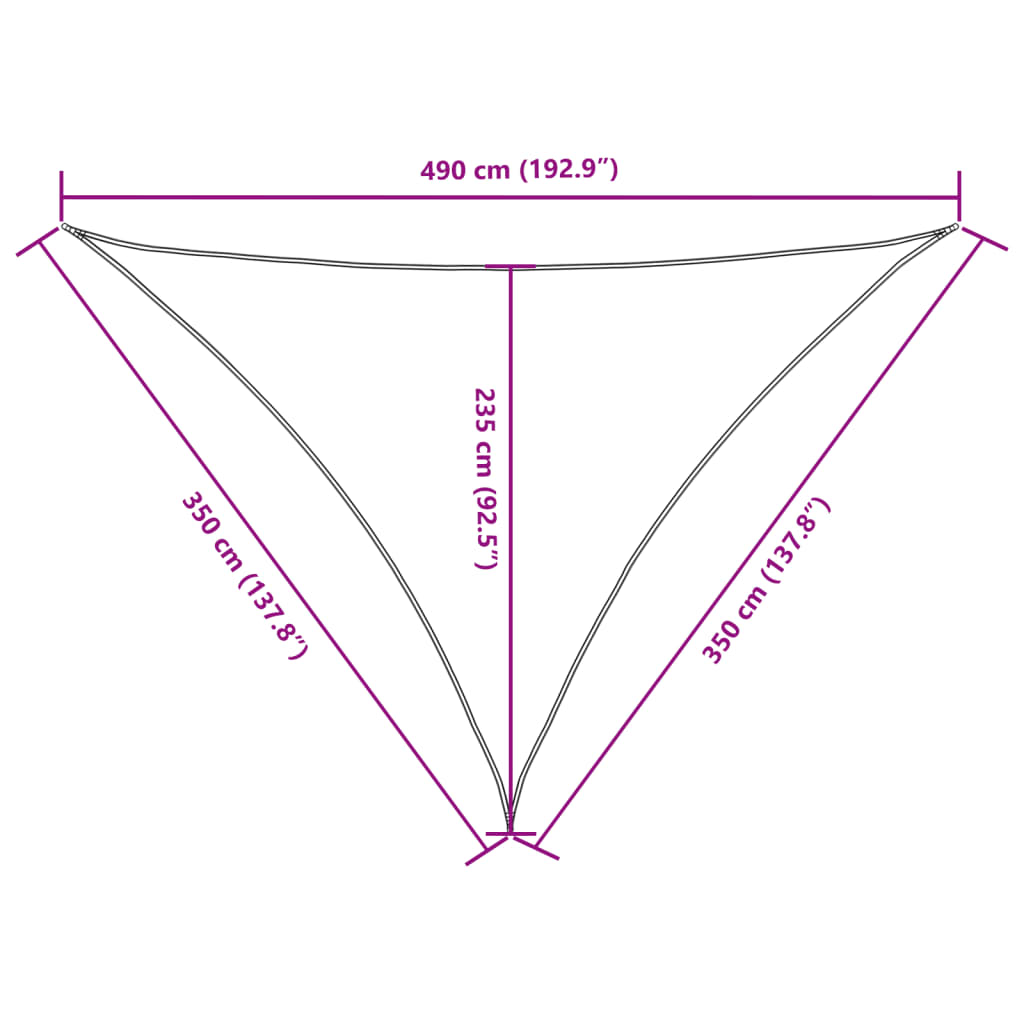 Vela parasol triangular tela oxford 3,5x3,5x4,9 m blanco