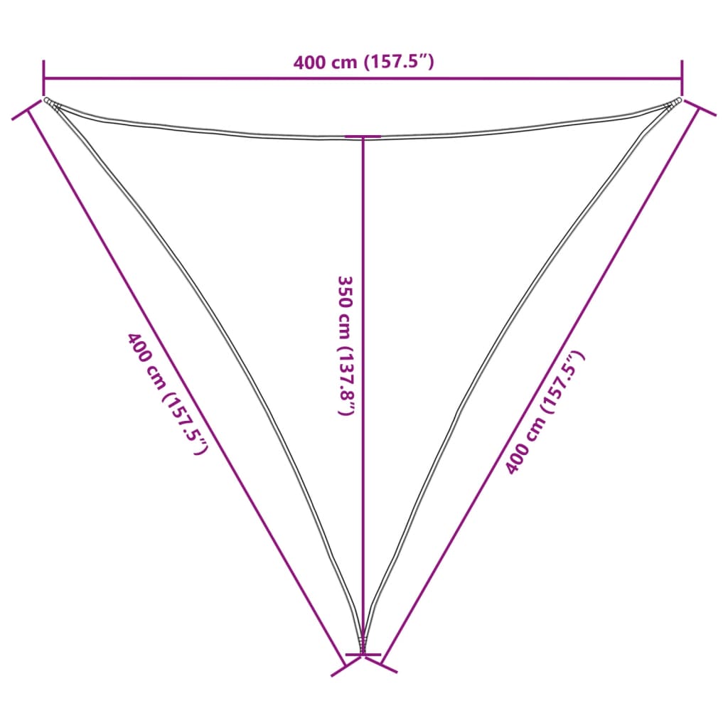 Vela parasol triangular tela oxford 4x4x4 m blanco