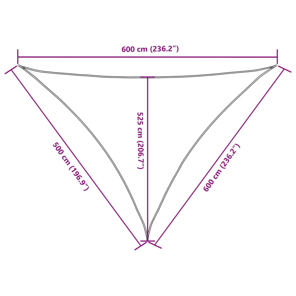 Vela parasol triangular tela oxford 5x6x6 m blanco