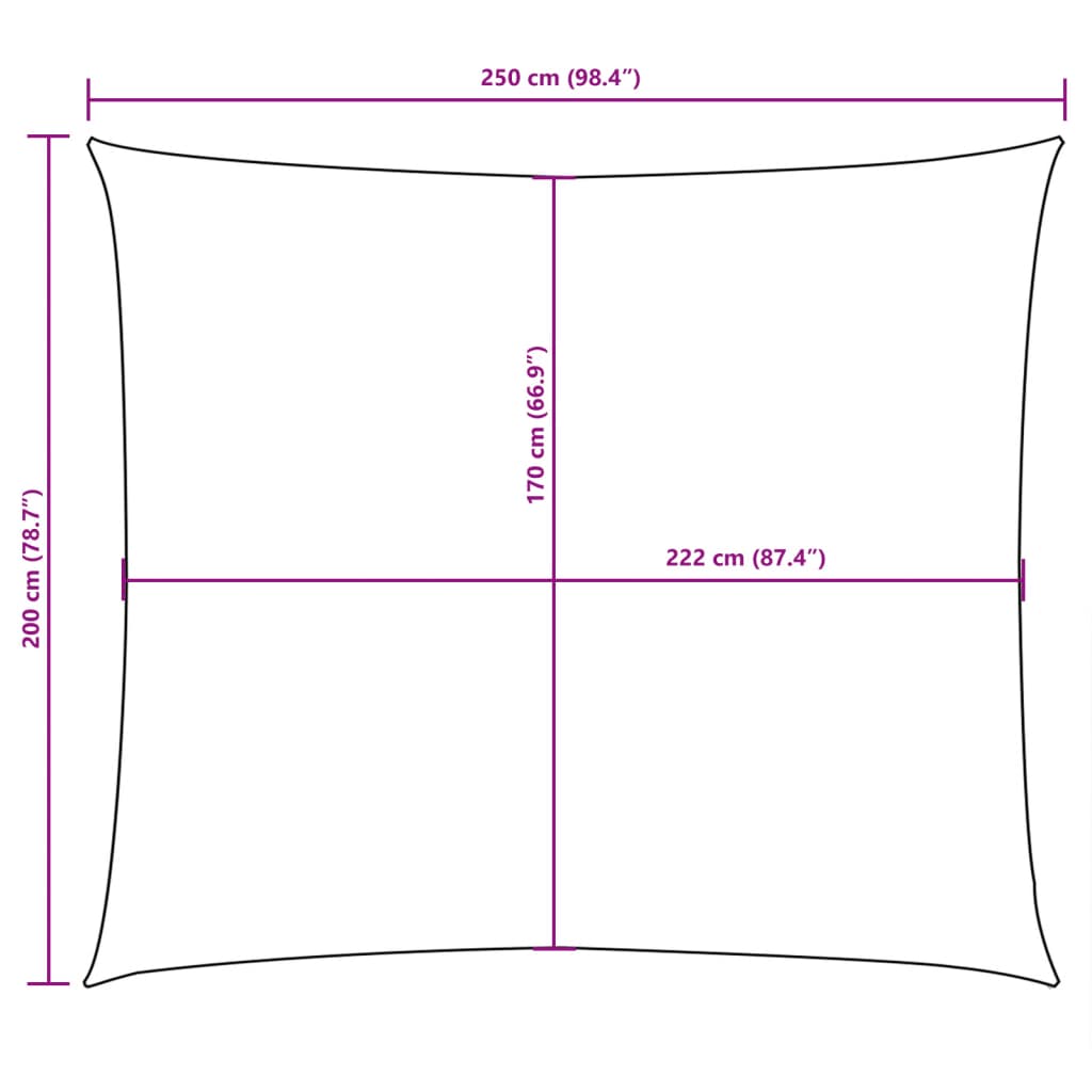 Vela parasol rectangular de tela oxford 2x2,5 m topo