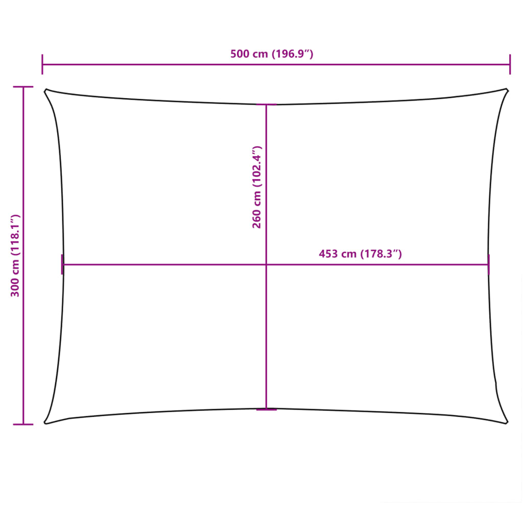 Vela parasol rectangular tela oxford 3x5 m topo