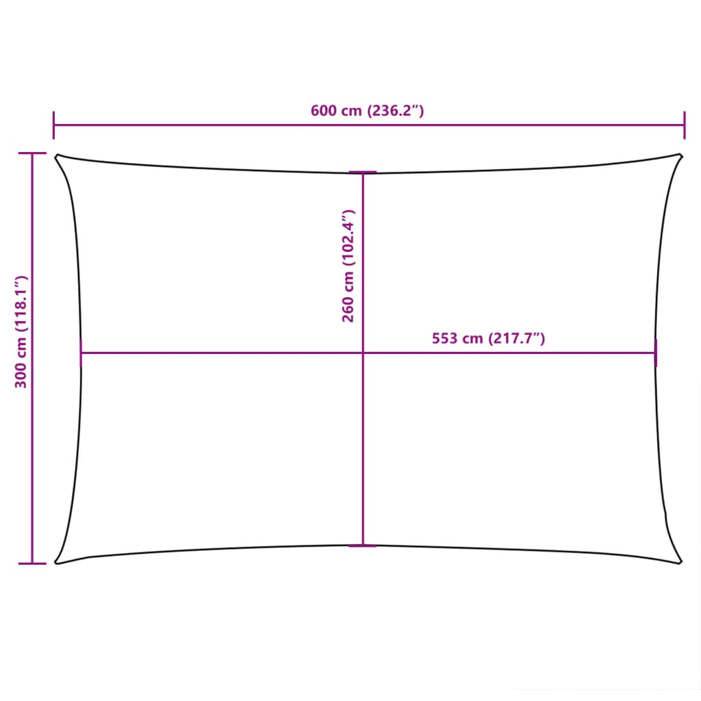 Vela parasol rectangular tela oxford 3x6 m topo