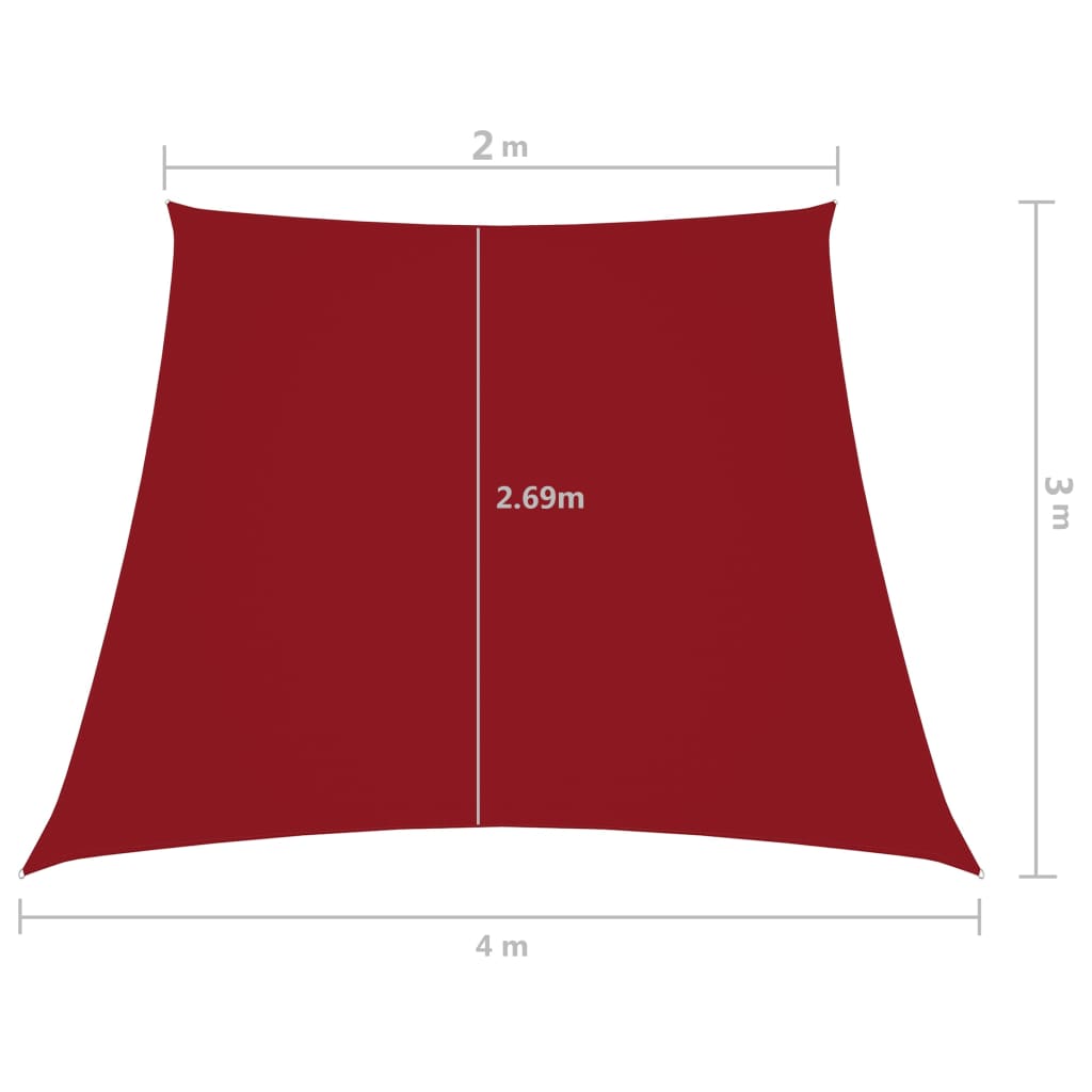 Vela parasol tela Oxford trapecio 2/4x3 m Rojo