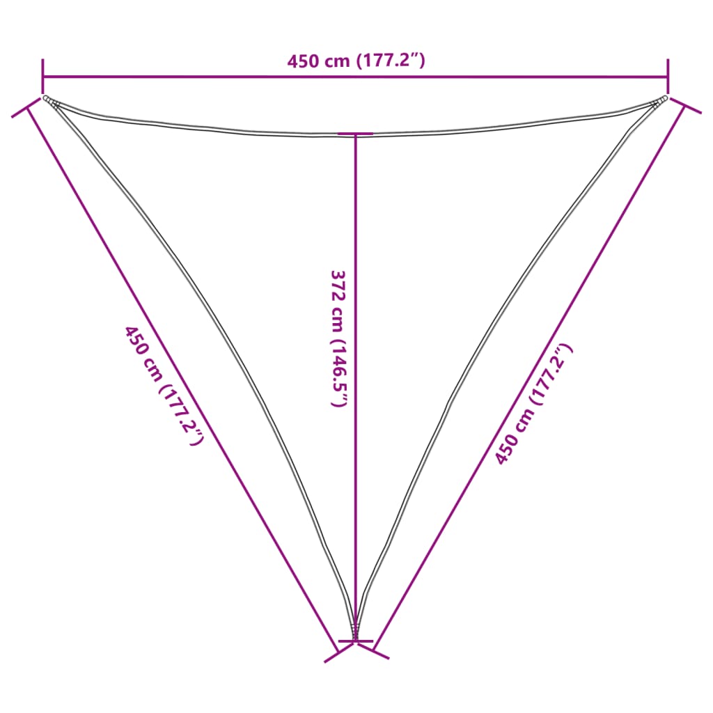 Vela parasol triangular tela oxford 4,5x4,5x4,5 m negro