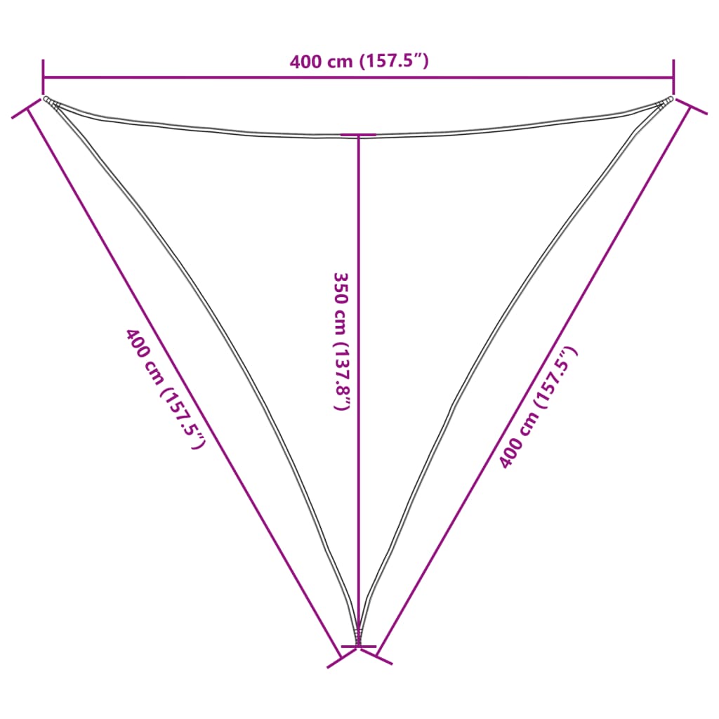 Vela parasol triangular tela oxford 4x4x4 m marrón