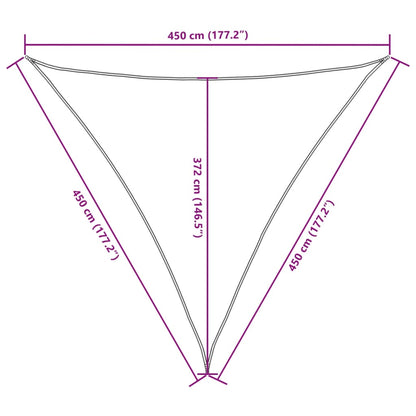 Vela parasol triangular tela oxford 4,5x4,5x4,5 m marrón