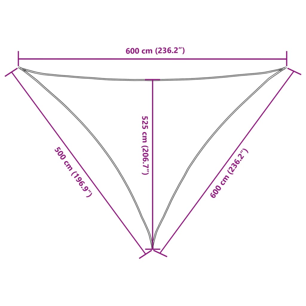 Vela parasol Triangular tela Oxford 5x6x6 m marrón