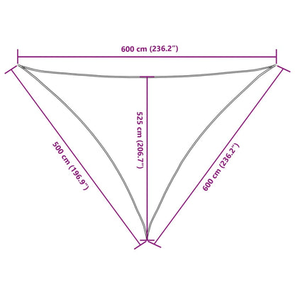 Vela parasol Triangular tela Oxford 5x6x6 m marrón