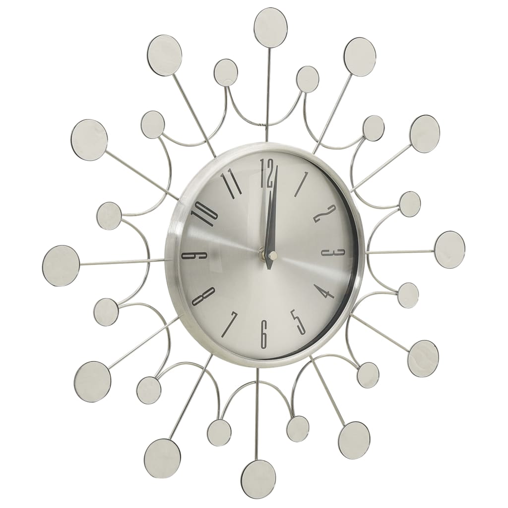 325165 vidaXL Reloj de pared metal plateado 40 cm