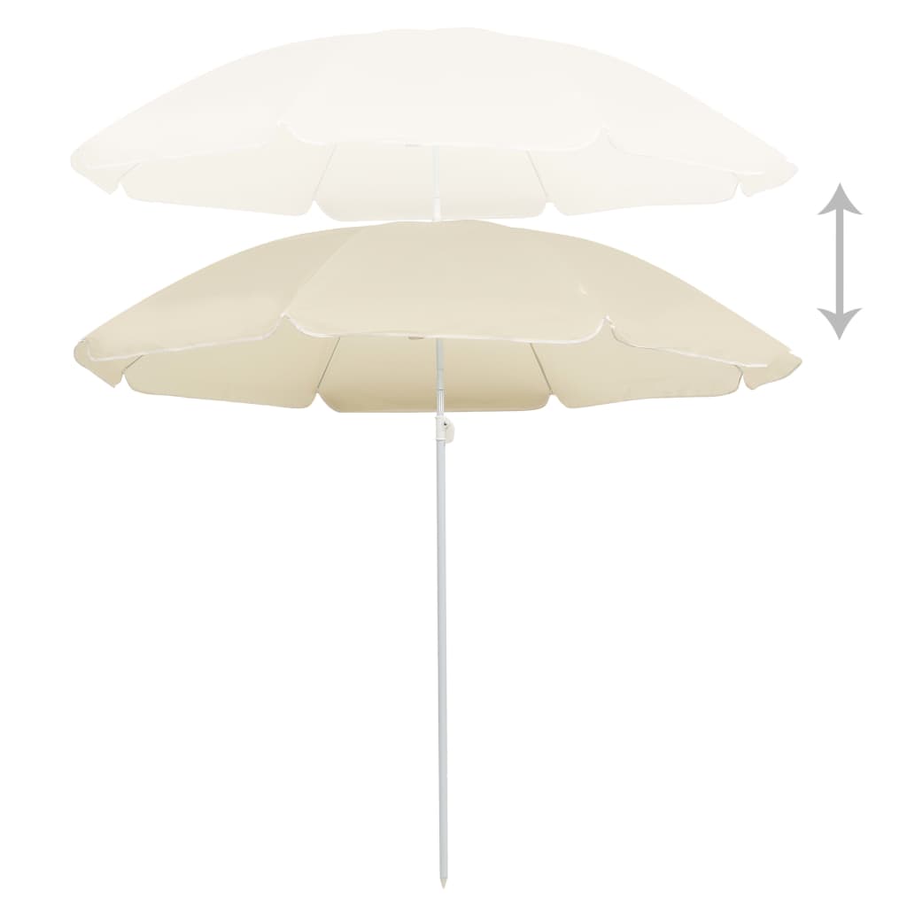 Parasol de jardin avec mât en acier sable 180 cm