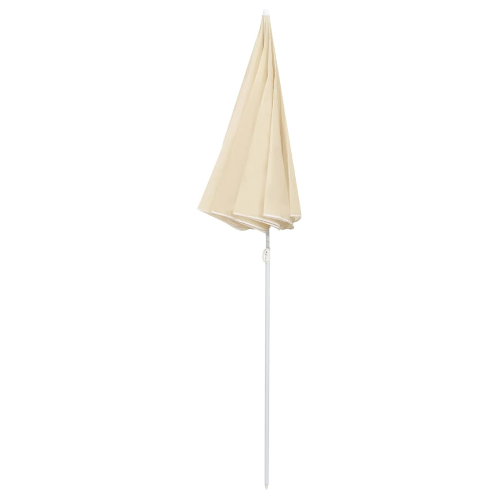 Parasol de jardin avec mât en acier sable 180 cm