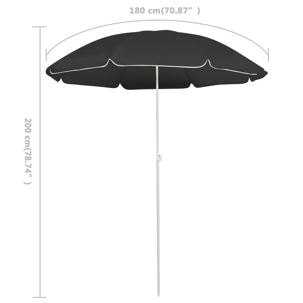 Parasol de jardin avec mât en acier anthracite 180 cm