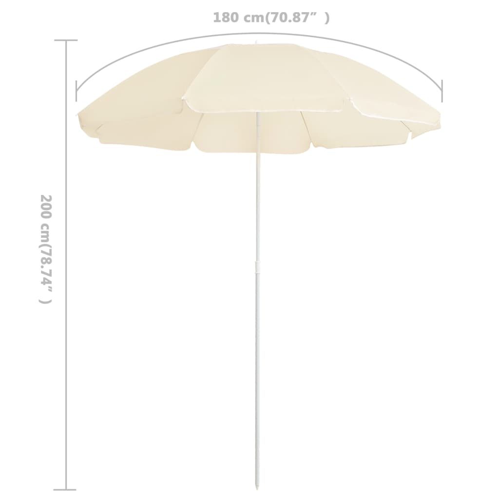 Parasol de jardin avec mât en acier sable 180 cm