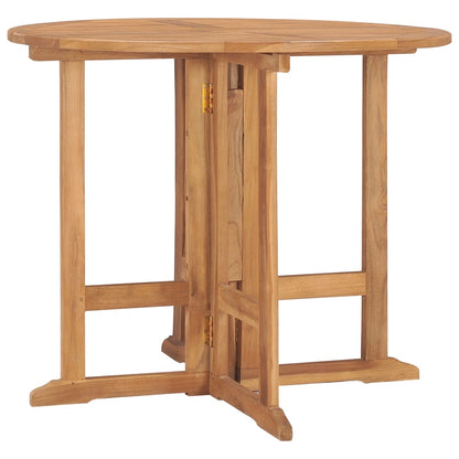 Table à dîner pliable de jardin Ø90x75 cm Bois de teck solide