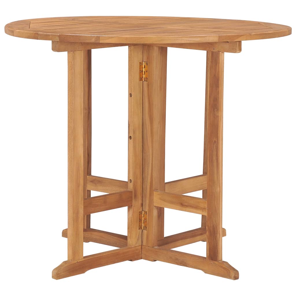 Table à dîner pliable de jardin Ø90x75 cm Bois de teck solide