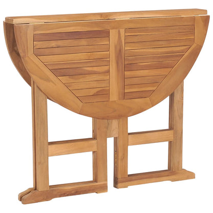 Table à dîner pliable de jardin Ø90x75 cm Bois de teck solide