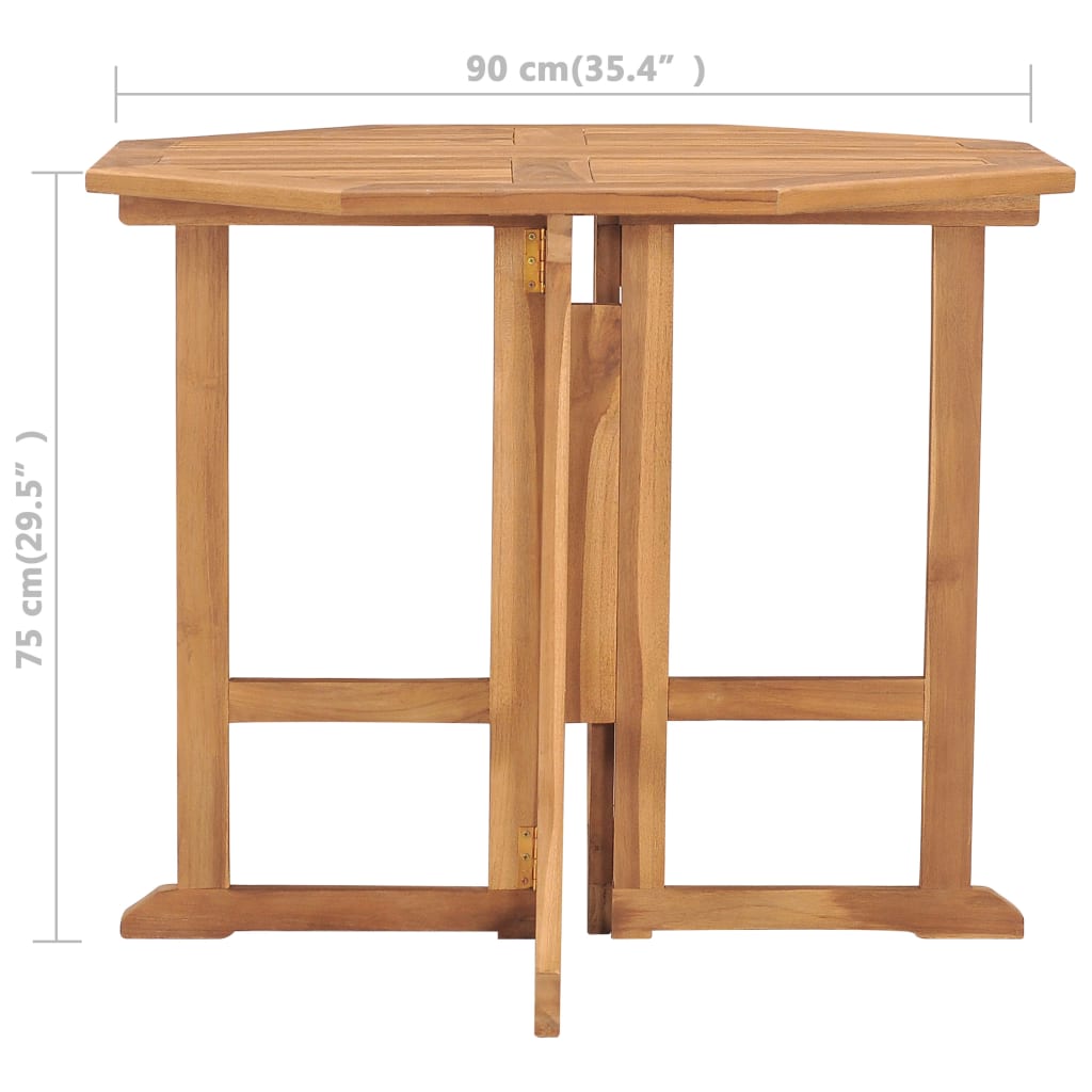 Table à dîner pliable de jardin Ø90x75 cm Bois de teck solide