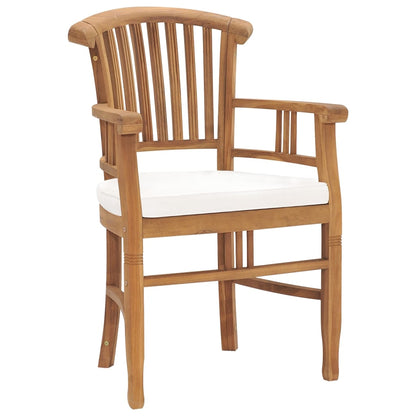 Chaises de jardin lot de 2 avec coussins blanc crème Bois teck