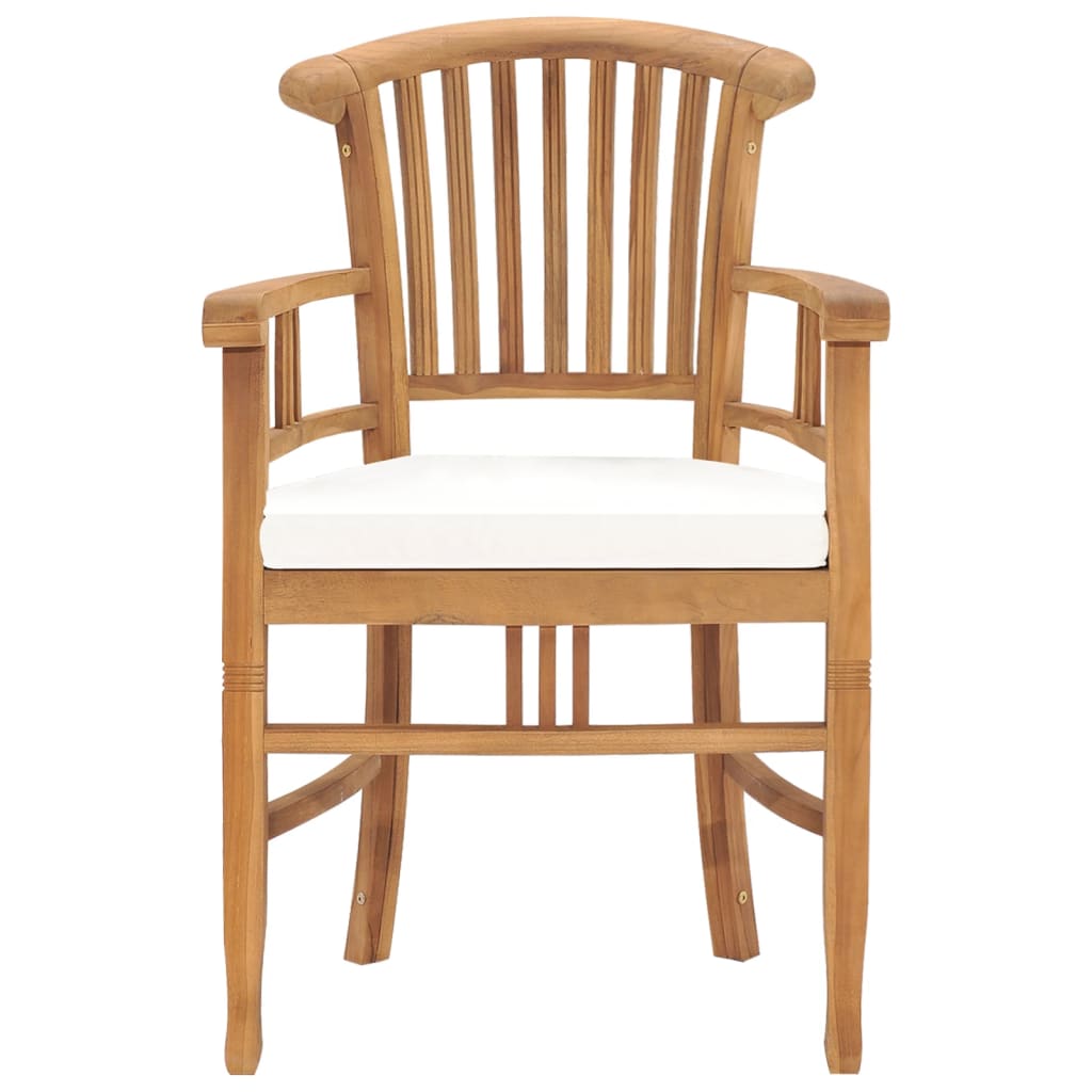 Chaises de jardin lot de 2 avec coussins blanc crème Bois teck