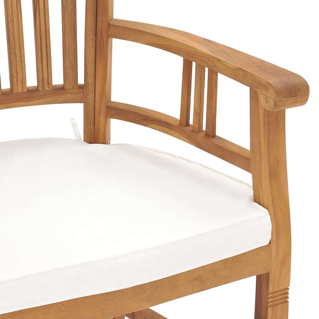 Chaises de jardin lot de 2 avec coussins blanc crème Bois teck