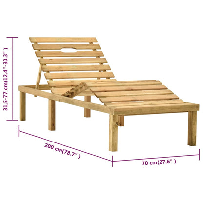 Chaise longue de jardin avec table Bois de pin imprégné