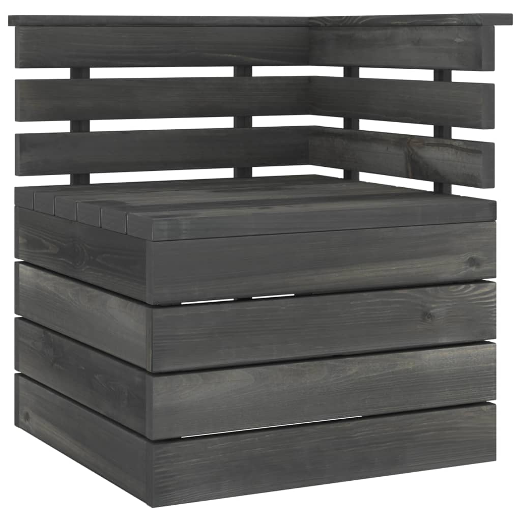 Canapé palette d'angle de jardin Bois de pin massif Gris foncé