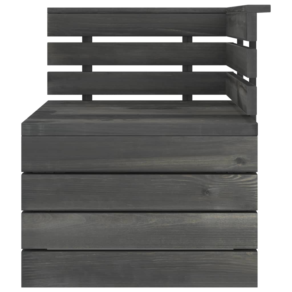 Canapé palette d'angle de jardin Bois de pin massif Gris foncé