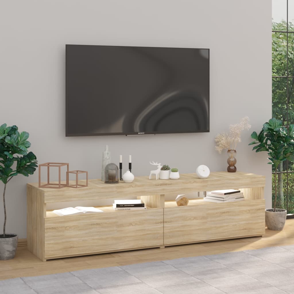 Meubles TV 2 pcs avec lumières LED Chêne sonoma 75x35x40 cm