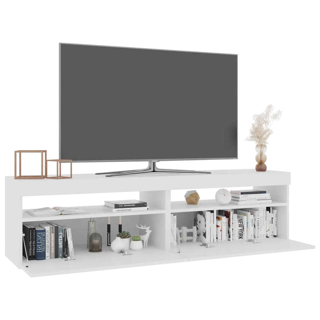 Meubles TV 2 pcs avec lumières LED Blanc brillant 75x35x40 cm