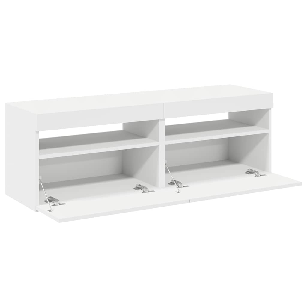 Meubles TV avec lumières LED 2 pcs Blanc 60x35x40 cm