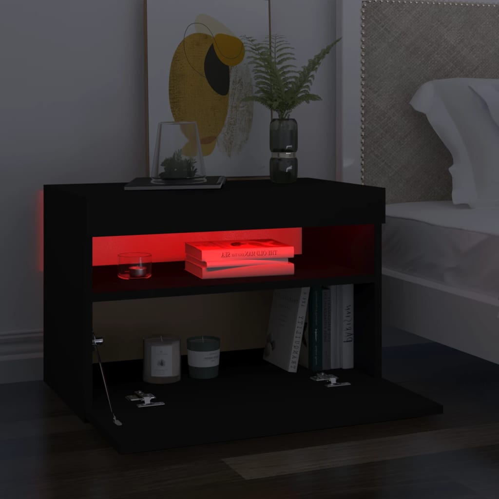 Meubles TV avec lumières LED 2 pcs Noir 60x35x40 cm