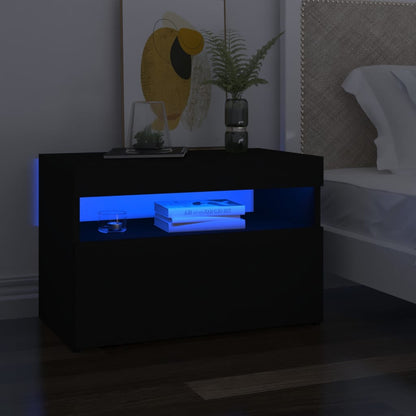 Meubles TV avec lumières LED 2 pcs Noir 60x35x40 cm