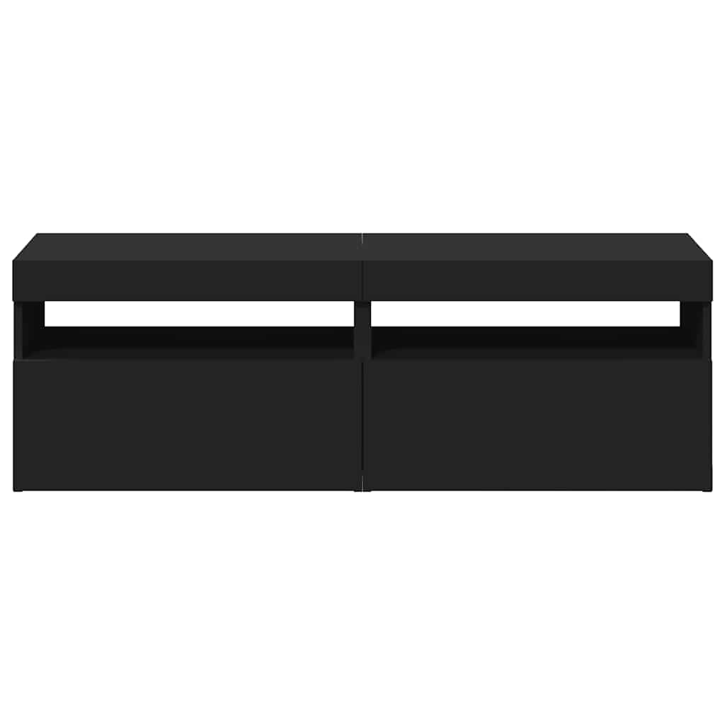 Meubles TV avec lumières LED 2 pcs Noir 60x35x40 cm