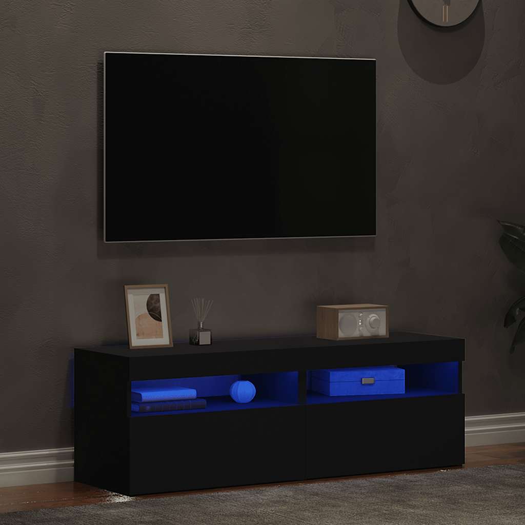 Meubles TV avec lumières LED 2 pcs gris 60x35x40 cm