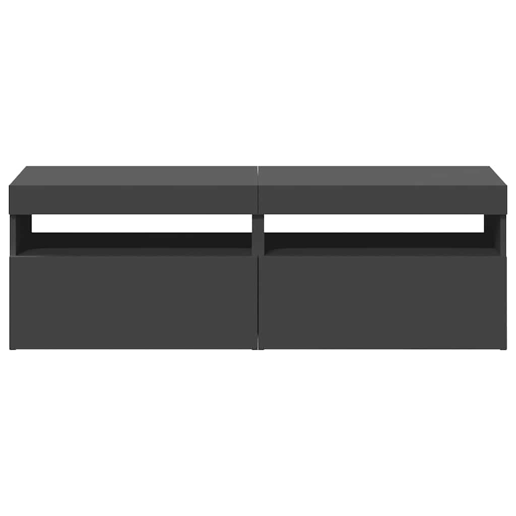 Meubles TV avec lumières LED 2 pcs gris 60x35x40 cm