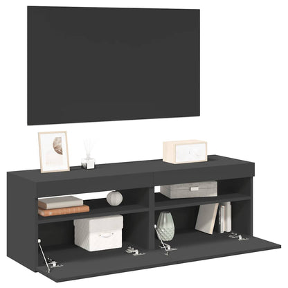 Meubles TV avec lumières LED 2 pcs gris 60x35x40 cm