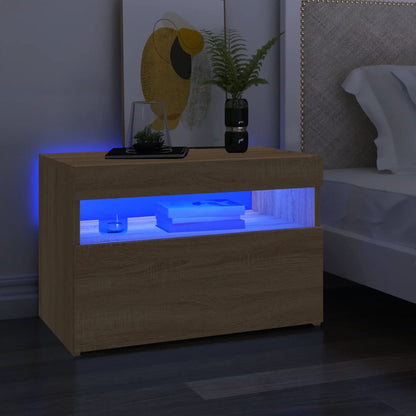 Meubles TV avec lumières LED 2 pcs Chêne sonoma 60x35x40 cm