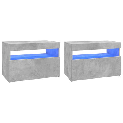 Meubles TV avec lumières LED 2 pcs gris béton 60x35x40 cm