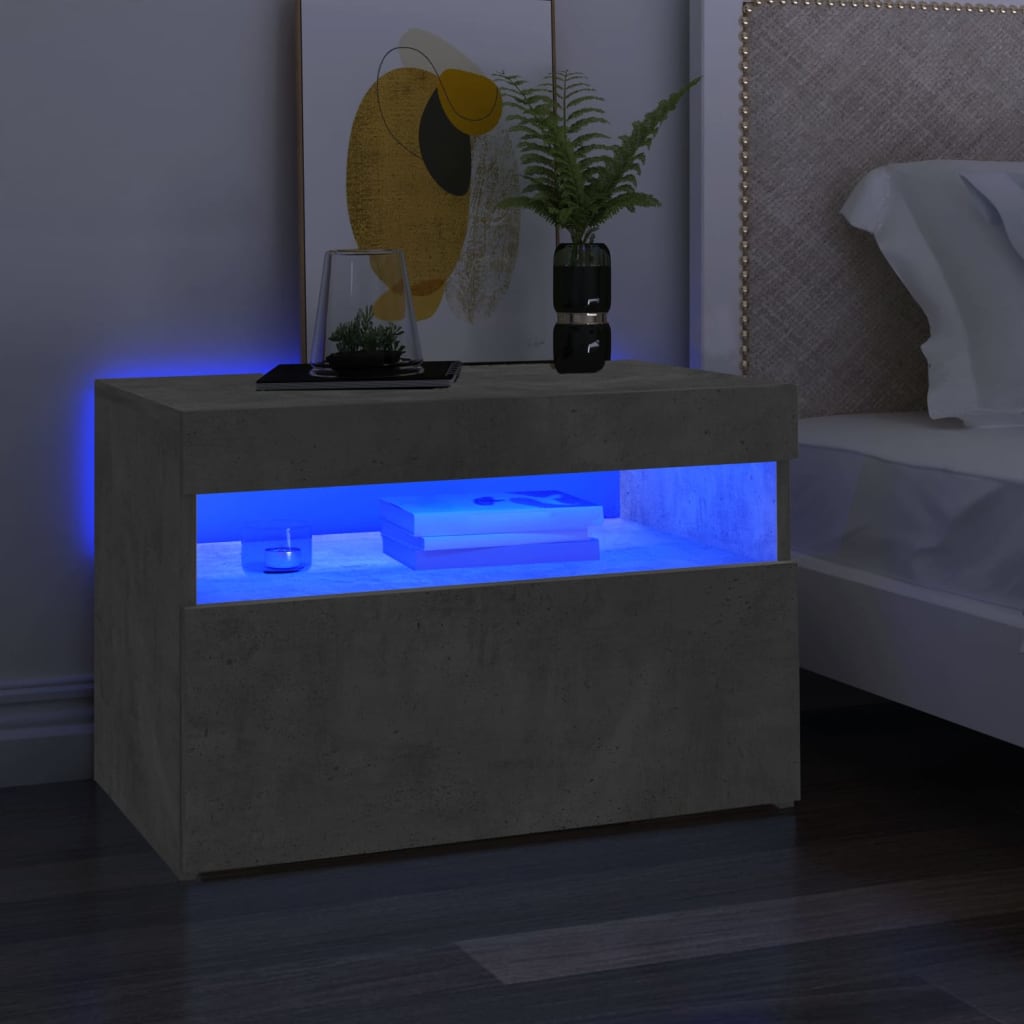 Meubles TV avec lumières LED 2 pcs gris béton 60x35x40 cm