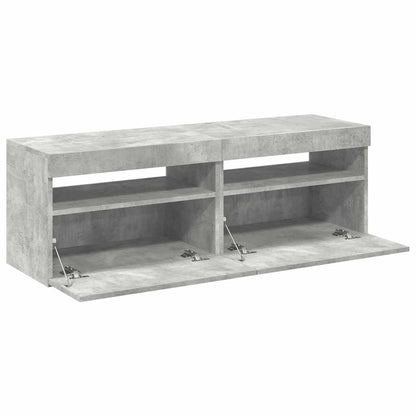 Meubles TV avec lumières LED 2 pcs gris béton 60x35x40 cm