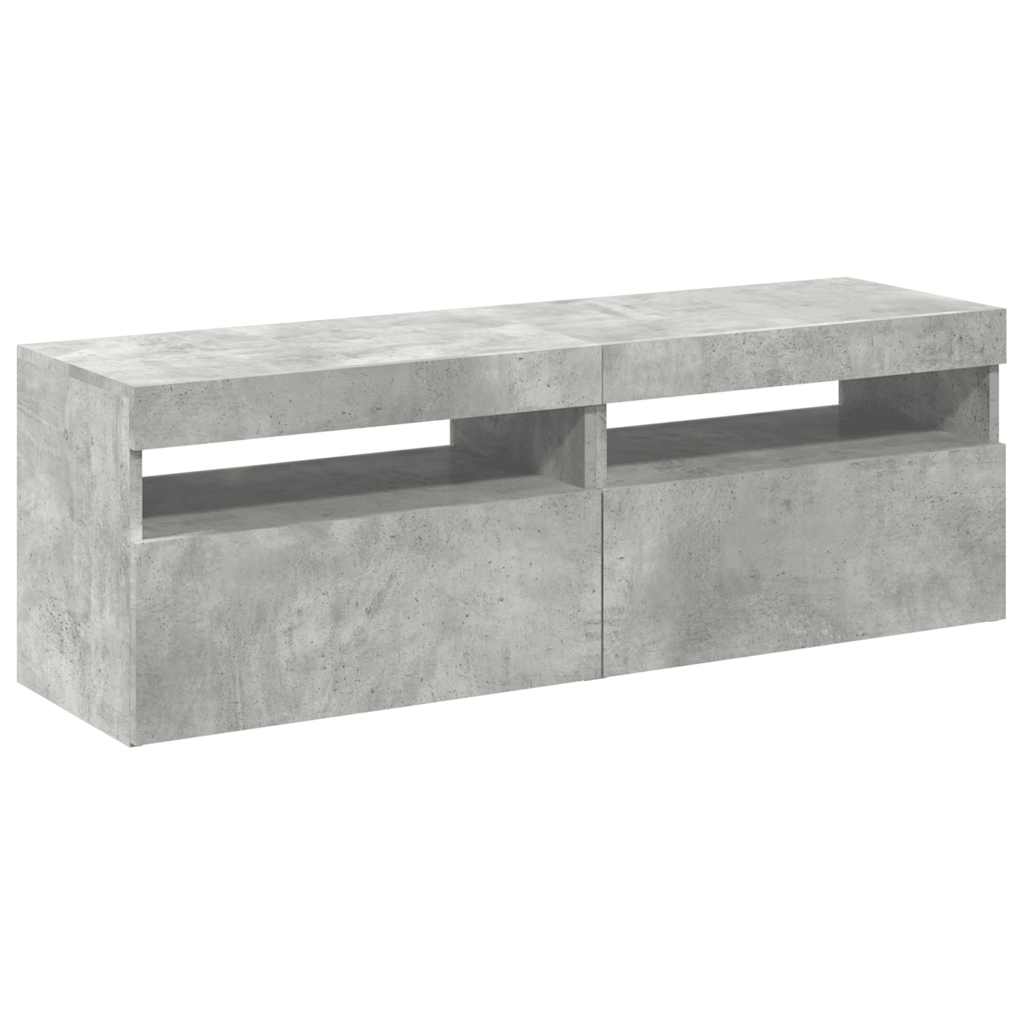 Meubles TV avec lumières LED 2 pcs gris béton 60x35x40 cm