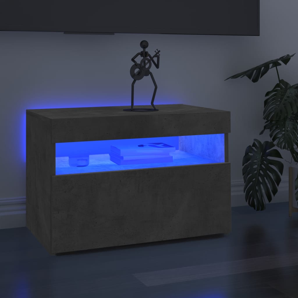 Meubles TV avec lumières LED 2 pcs gris béton 60x35x40 cm