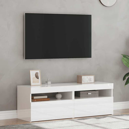 Meubles TV avec lumières LED 2 pcs blanc brillant 60x35x40 cm