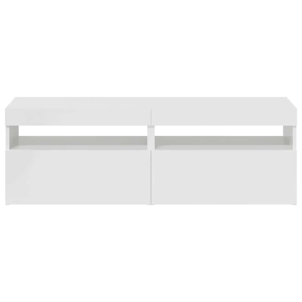 Meubles TV avec lumières LED 2 pcs blanc brillant 60x35x40 cm