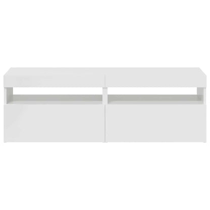 Meubles TV avec lumières LED 2 pcs blanc brillant 60x35x40 cm