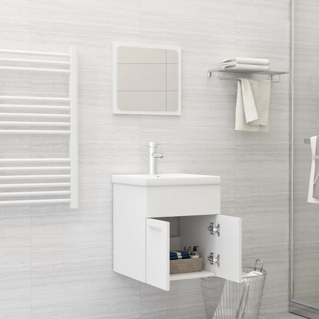 Ensemble de meubles de salle de bain 2 pcs Blanc Aggloméré