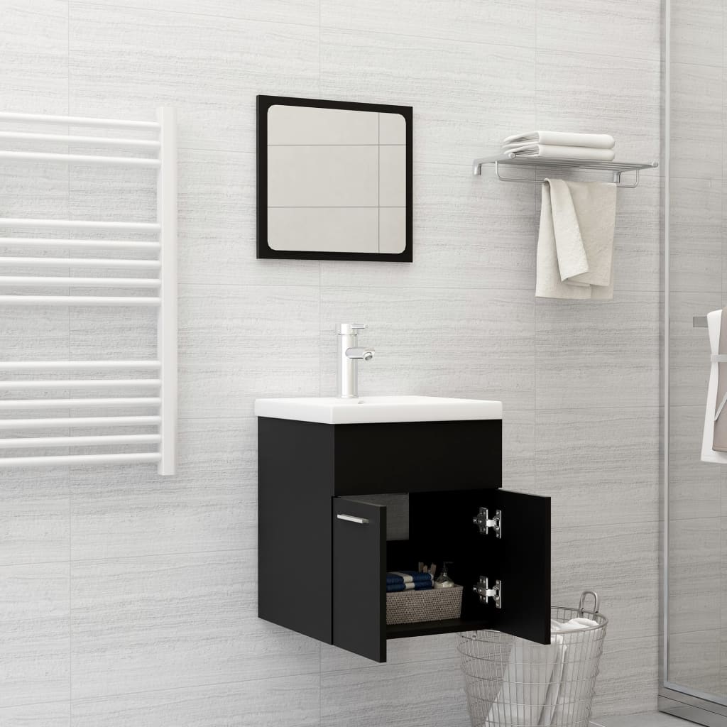 Conjunto mueble de baño 2 piezas aglomerado negro