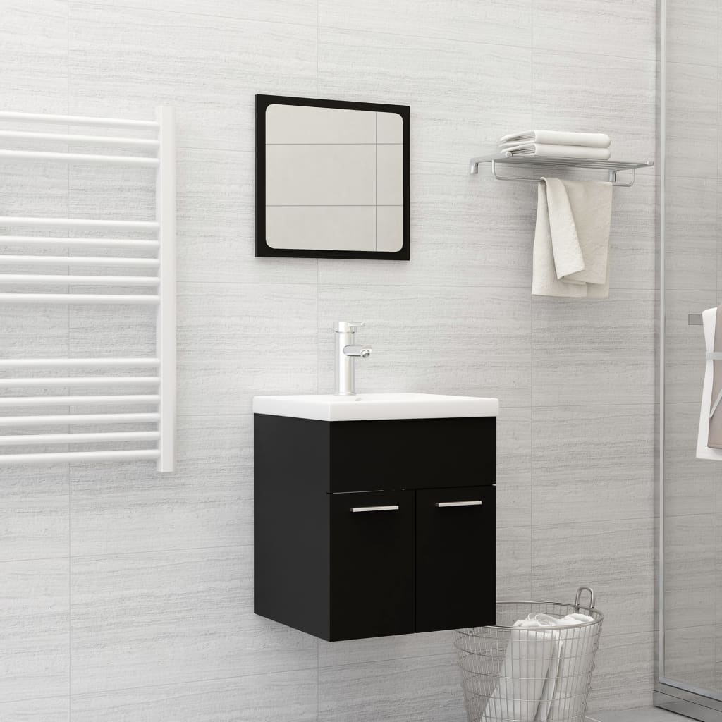 Conjunto mueble de baño 2 piezas aglomerado negro